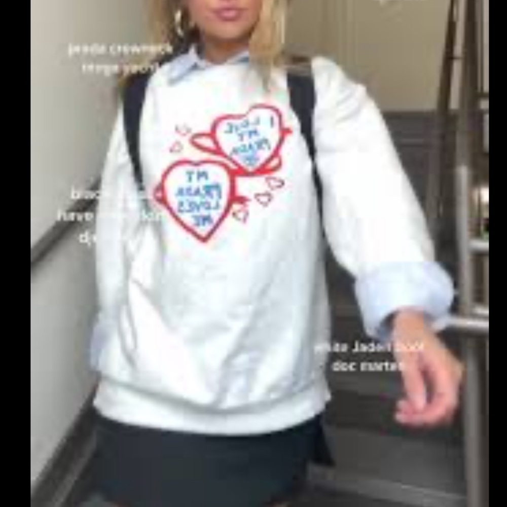 Mega Yacht Prada SweatShirt White Sweatshirt with Red and Blue Heart Design